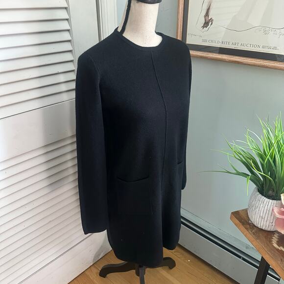 OLIVIER GOUREAU Sweater Dress Womens *Small Black Long Sleeve Sheath Minimalist - Picture 3 of 10